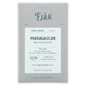 Milk Chocolate Bar Madagascar 50% against a white background