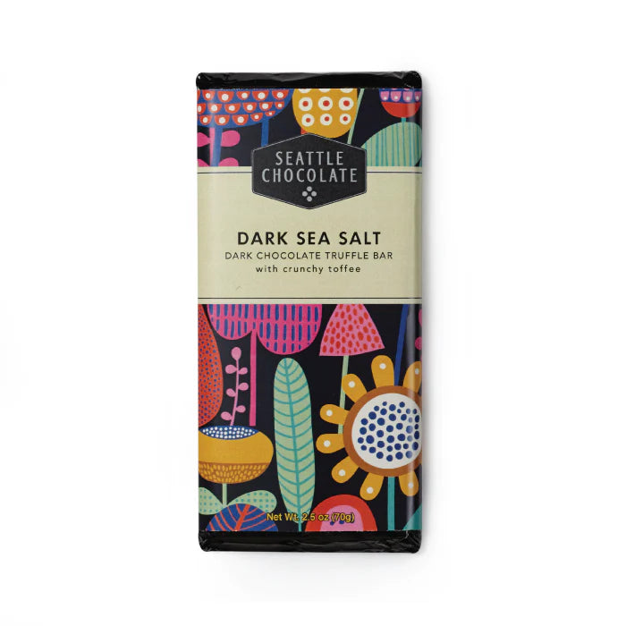 Dark Sea Salt Toffee Bar against a white background