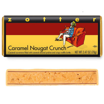 Caramel Nougat Crunch (Hand-scooped Chocolate) against a white background