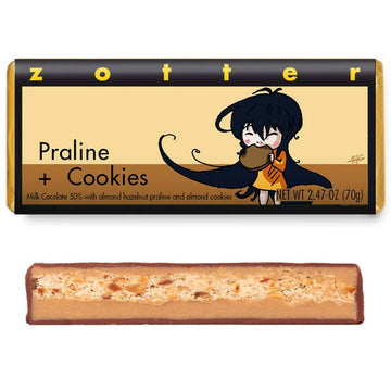 Praline + Cookies against a white background