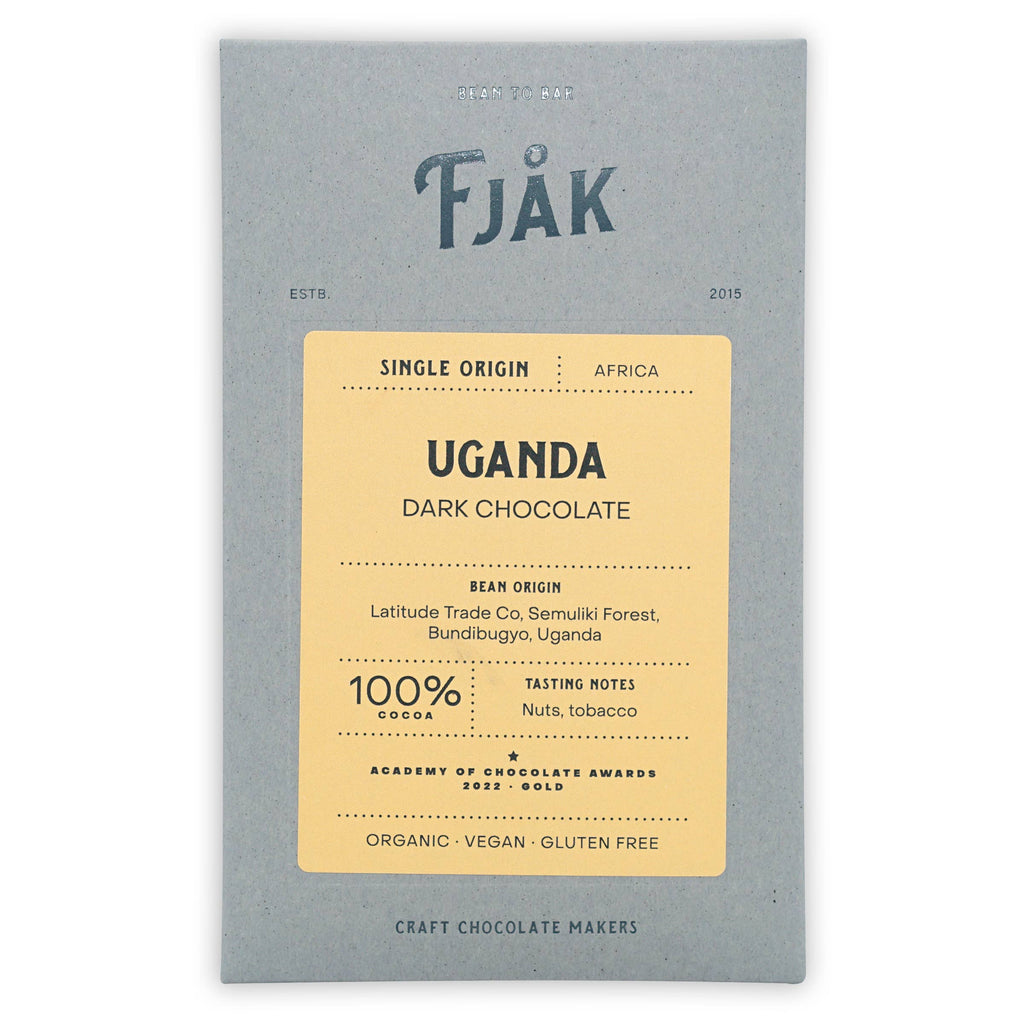 Dark Chocolate Bar Uganda 100% (Organic) against a white background