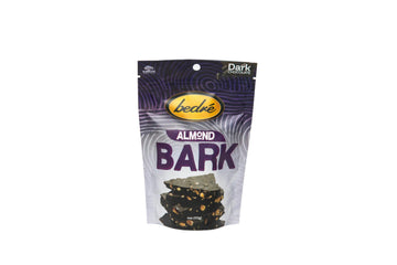 Dark Chocolate Almond Bark against a white background