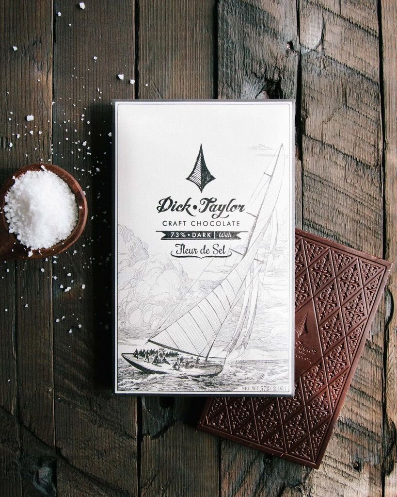 A wrapped and unwrapped Fleur de Sel bar from Dick Taylor