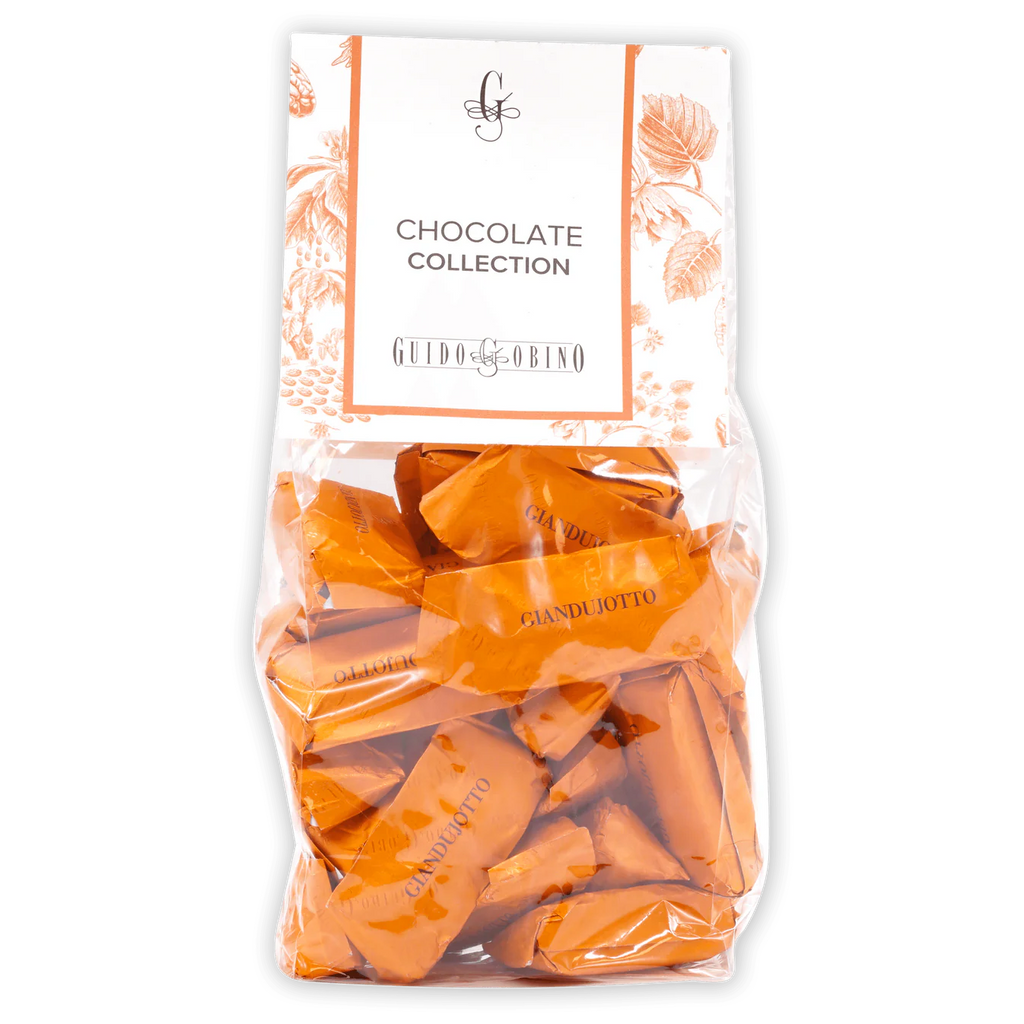 The front of Guido Gobino Classic Giandujotto Bag of truffles.