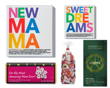 Images of five chocolate bars against a white background for the "New Mama" bundle at The Chocolate Dispensary