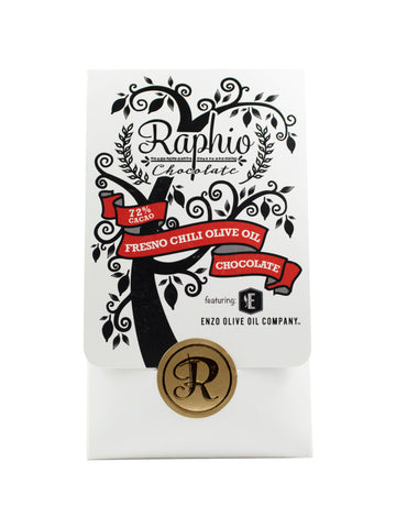 Raphio 72% Fresno Chili Olive Oil at The Chocolate Dispensary