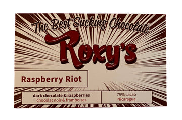 Raspberry Riot Chocolate Bar Package against a white background