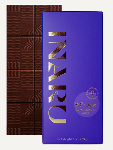 80% Dark Chocolate from INARU against a white background