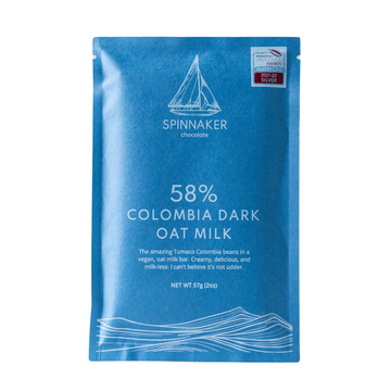 58% Colombia Dark Oat Milk bar against a white background