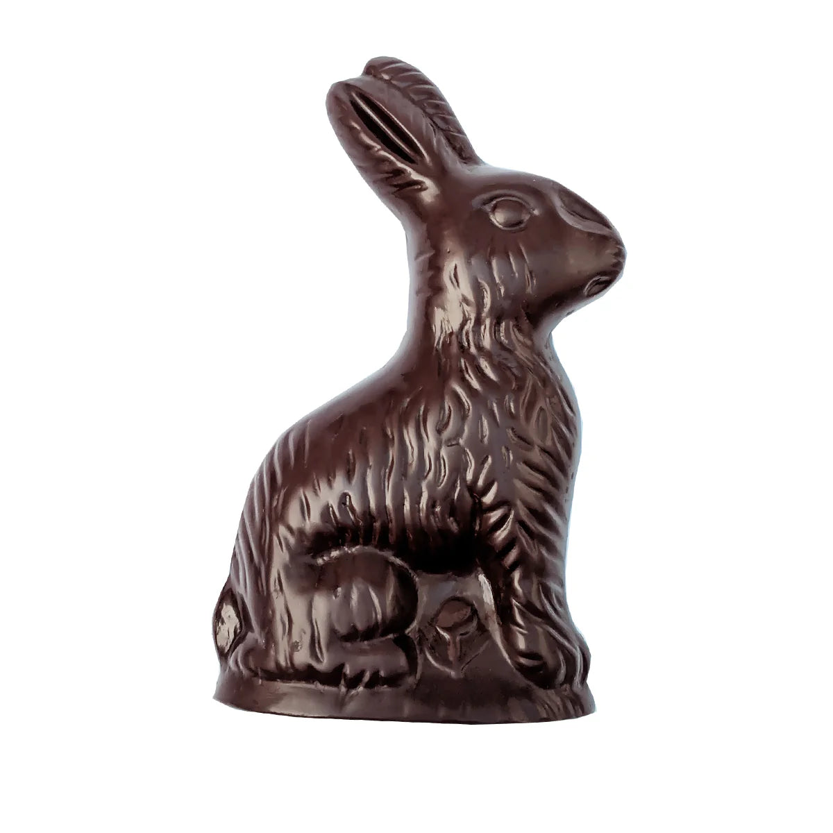 81% Dark Vegan Chocolate Bunny against a white background