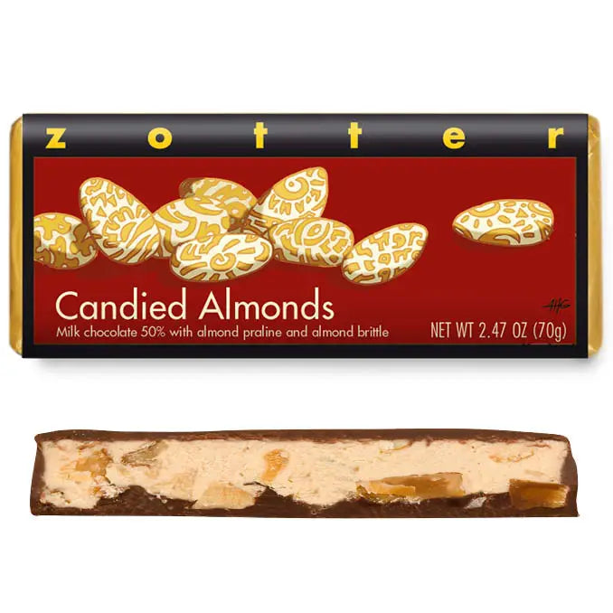 Candied Almonds (Hand-Scooped Chocolate) against a white background