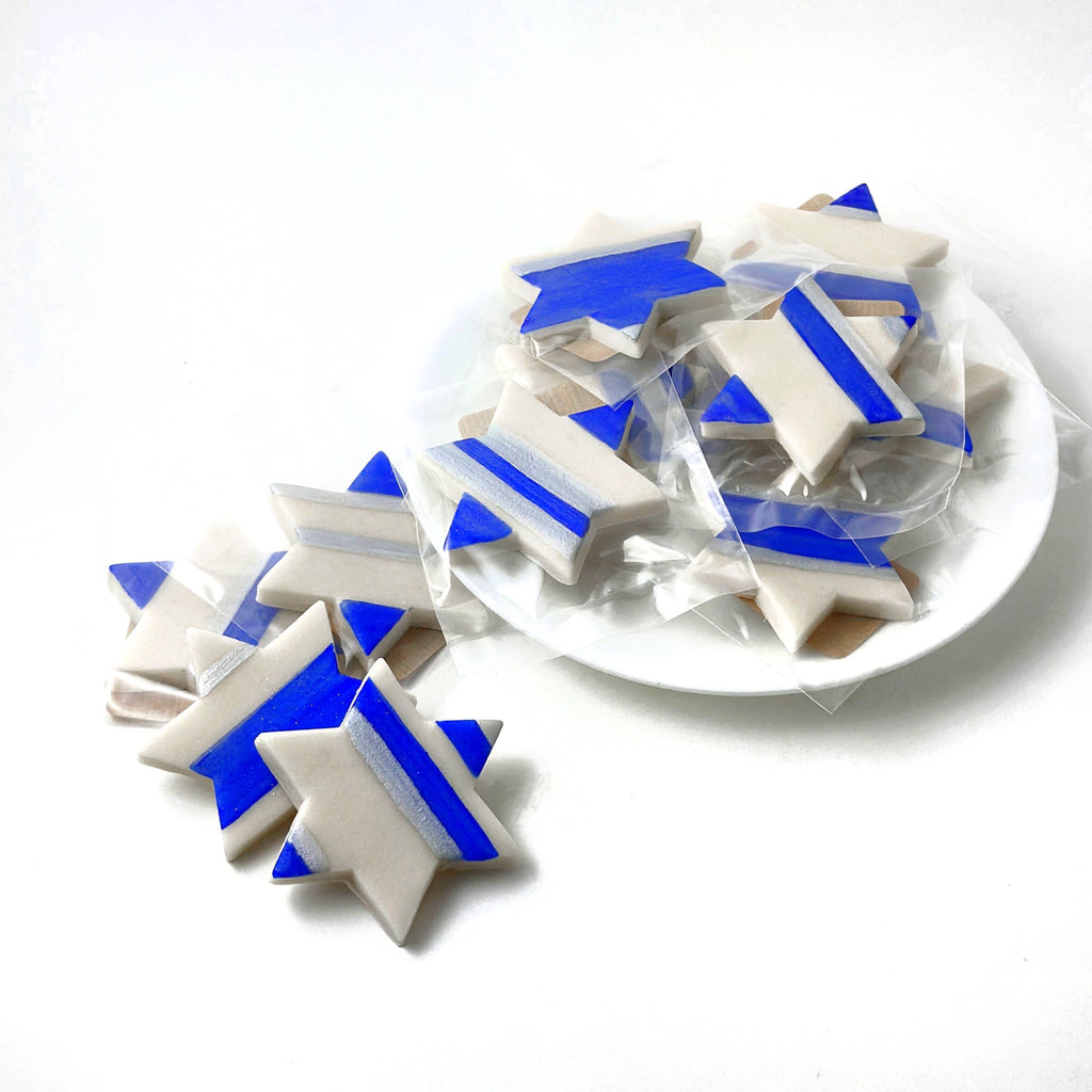 Stars of David Hanukkah Candy on a white table