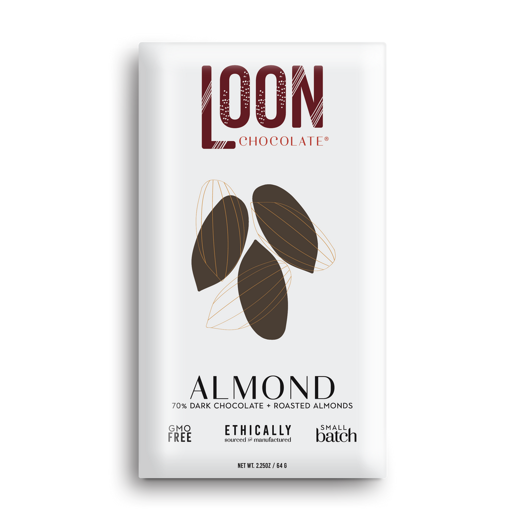 70% Dark Chocolate w/ Roasted Almonds from Loon Chocolate