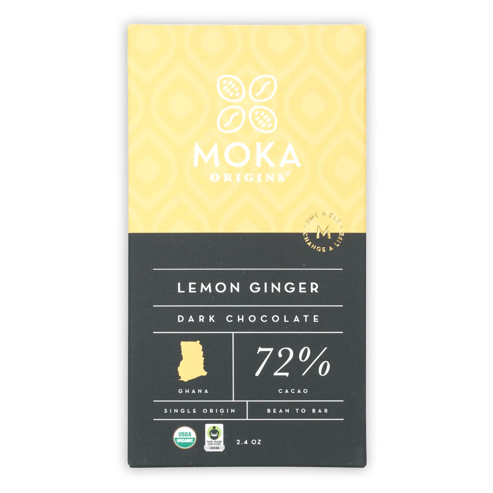 72% Dark Chocolate with Lemon & Ginger from Moka Origins