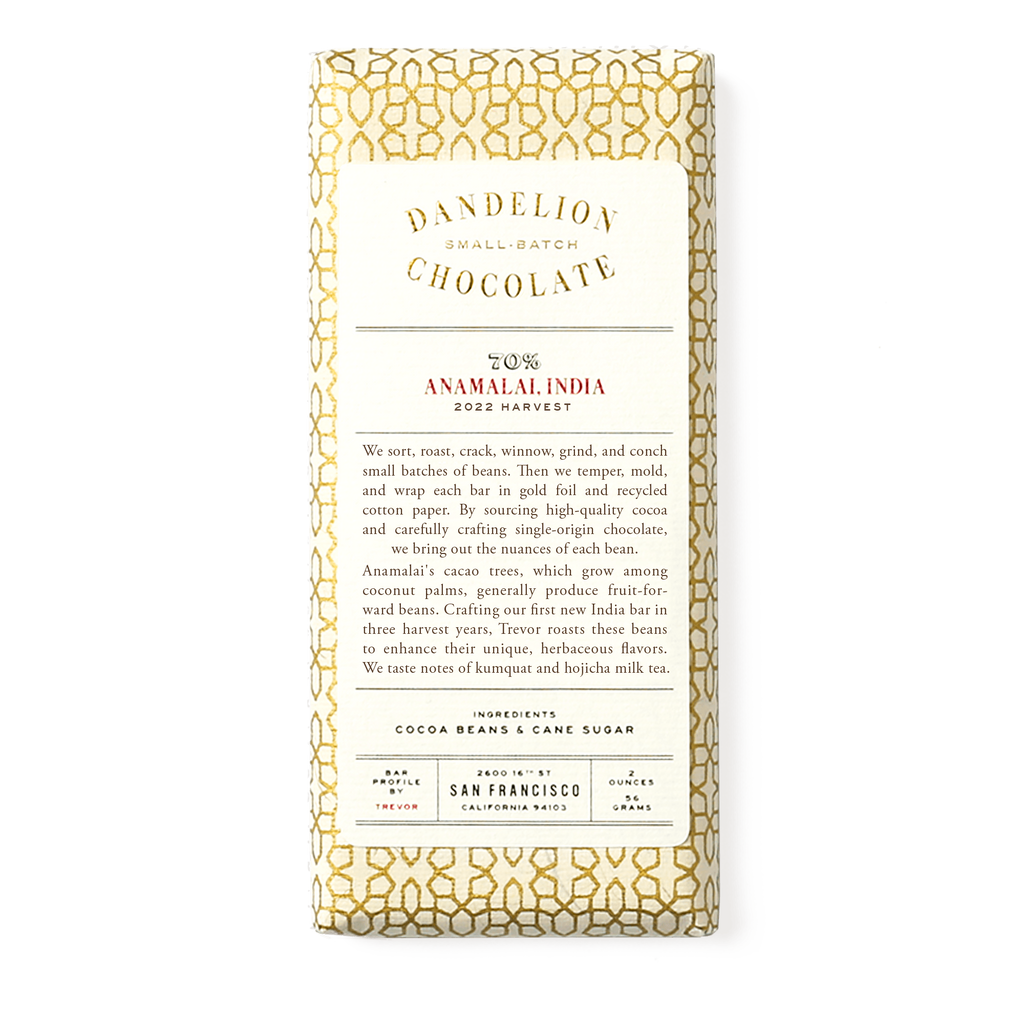 Dandelion Chocolate 70% Anamalai India