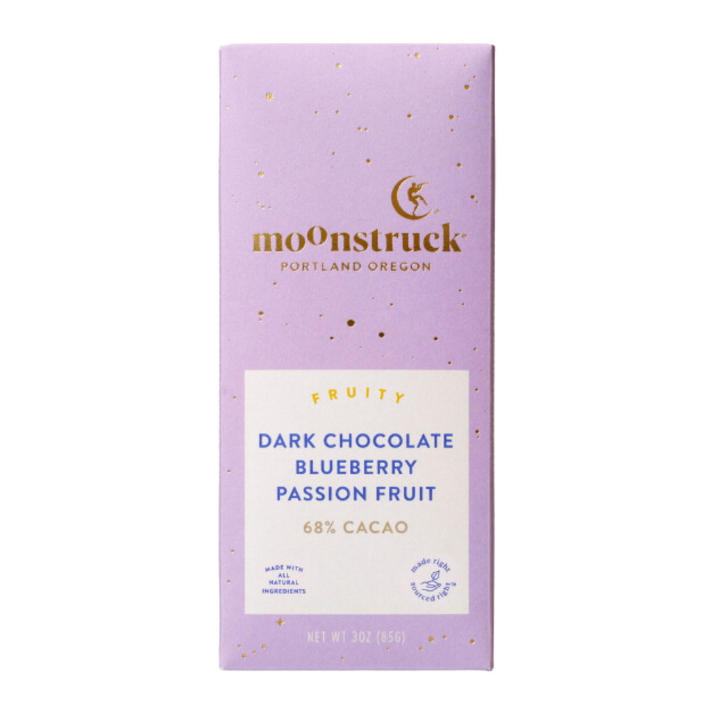 Moonstruck Chocolate Dark Blueberry Passion Fruit Bar 68%